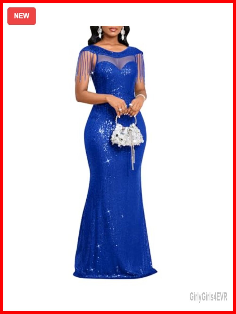 Sequin Mesh Bodycon Formal Maxi Evening Gown Cocktail Dress